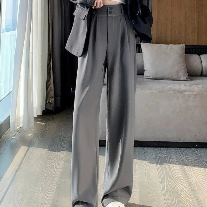 High Waist Straight Trousers