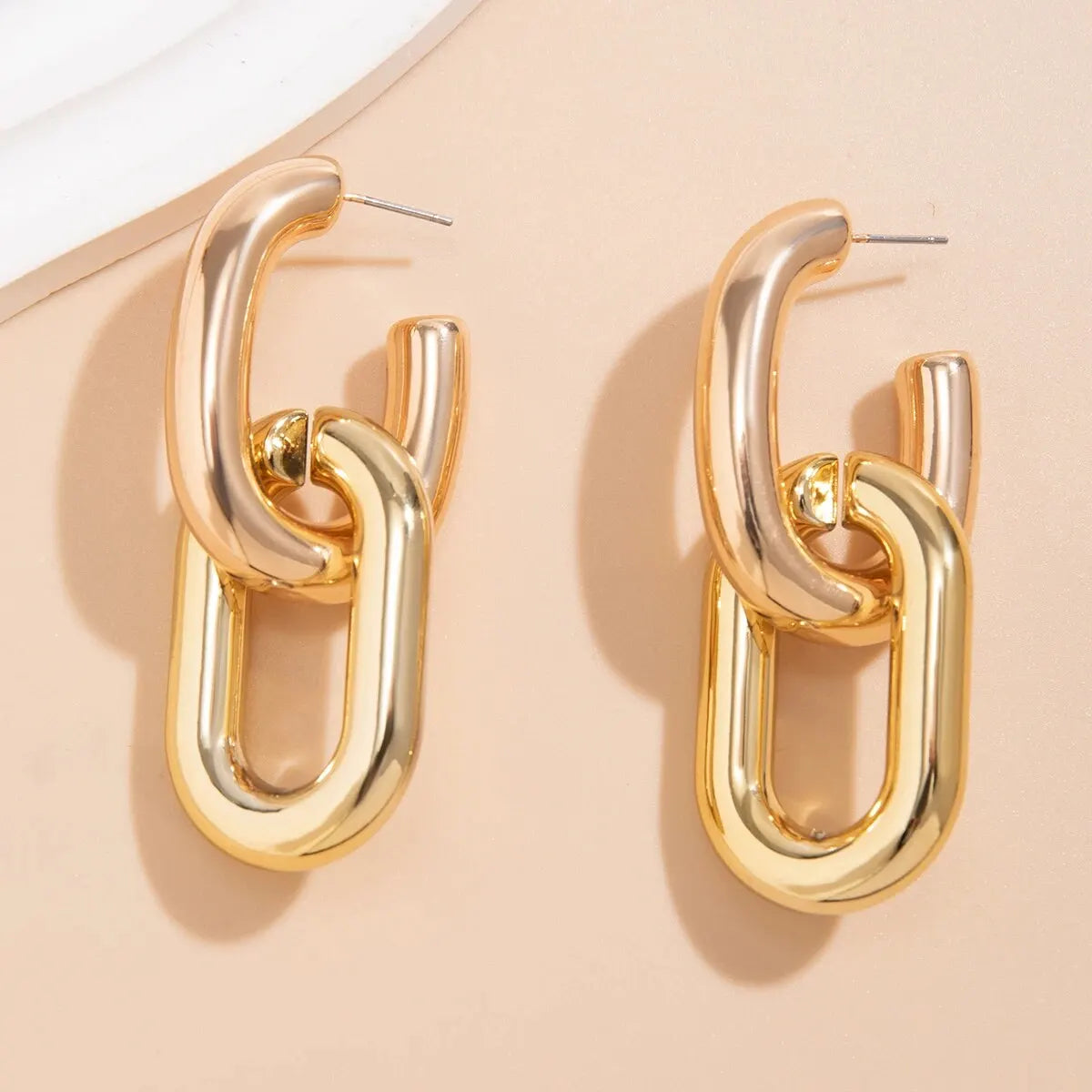 Vintage  Geometric U-Shape Link Drop Earrings