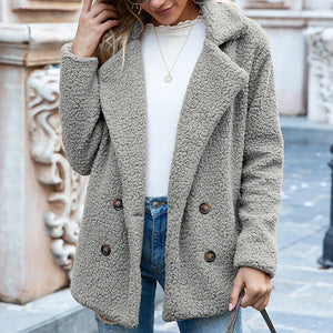 Women's Long Sleeve Faux Fur Teddy Jacket